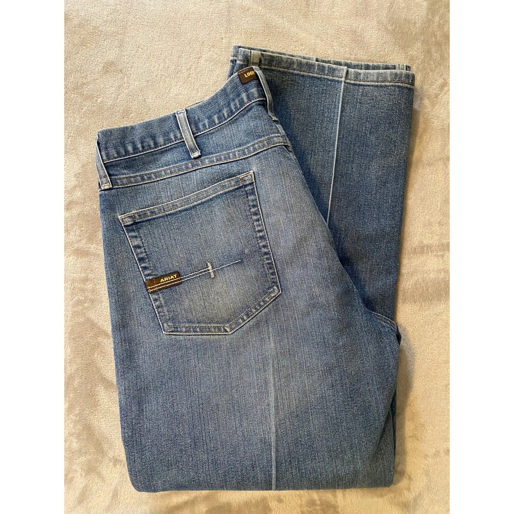 Ariat Jeans Mens 38x34 Blue Rebar M4 Relaxed Boot Cut Workwear Denim Pants*Read*